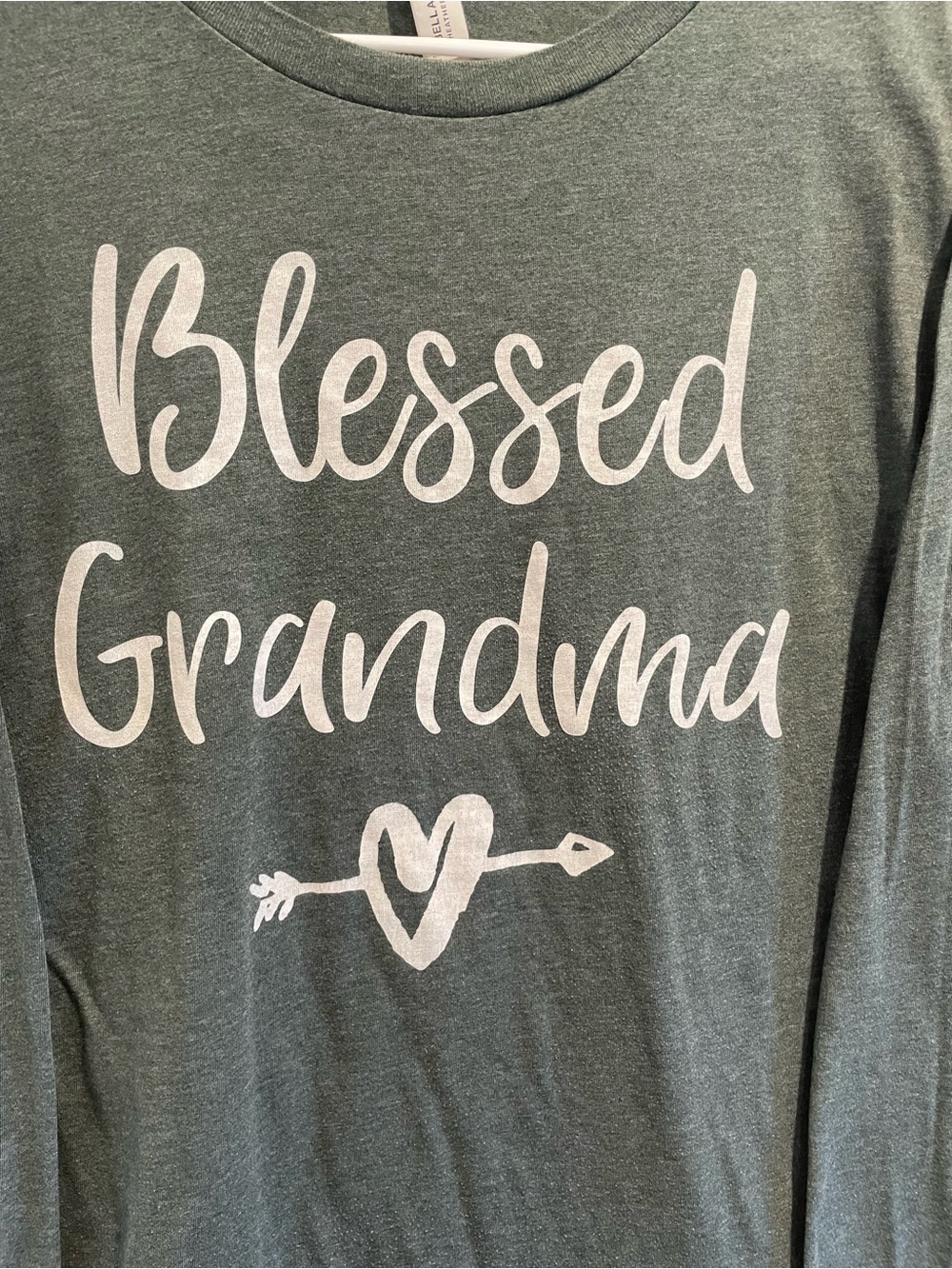 ✨ Bella+Canvas “Blessed Grandma” Heather Green Graphic Tee Long Sleeve L ✨ - Picture 4 of 6